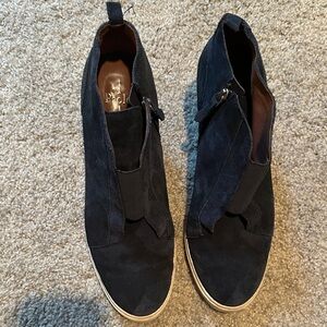 Linea Paolo Navy Camo wedge sneakers